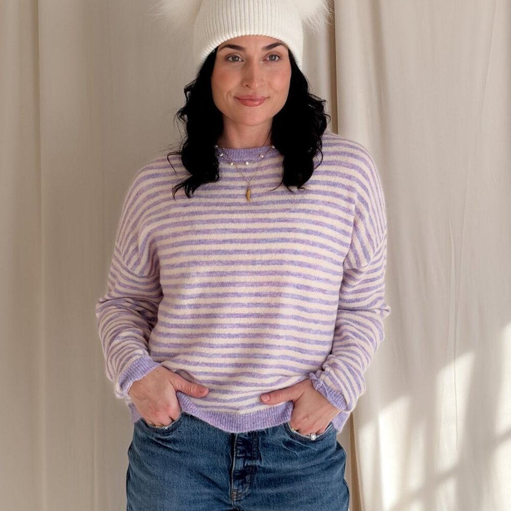 Lavender Stripe Lightweight Knit Sweater
